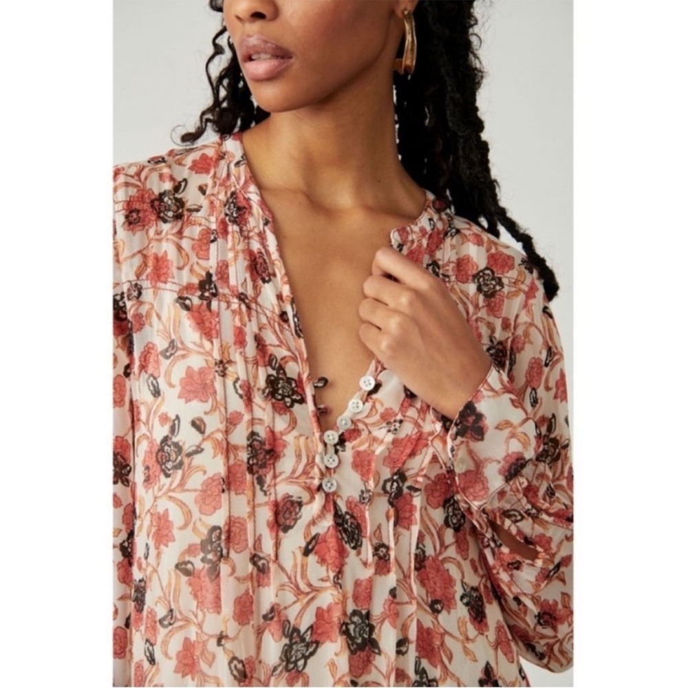 Free People See It Through Pleated Front Dress Maxi Tea Combo Lined Fall Sz S - Picture 2 of 12
